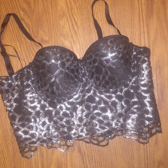 cleo Other - Silver over black bustiers style bra
